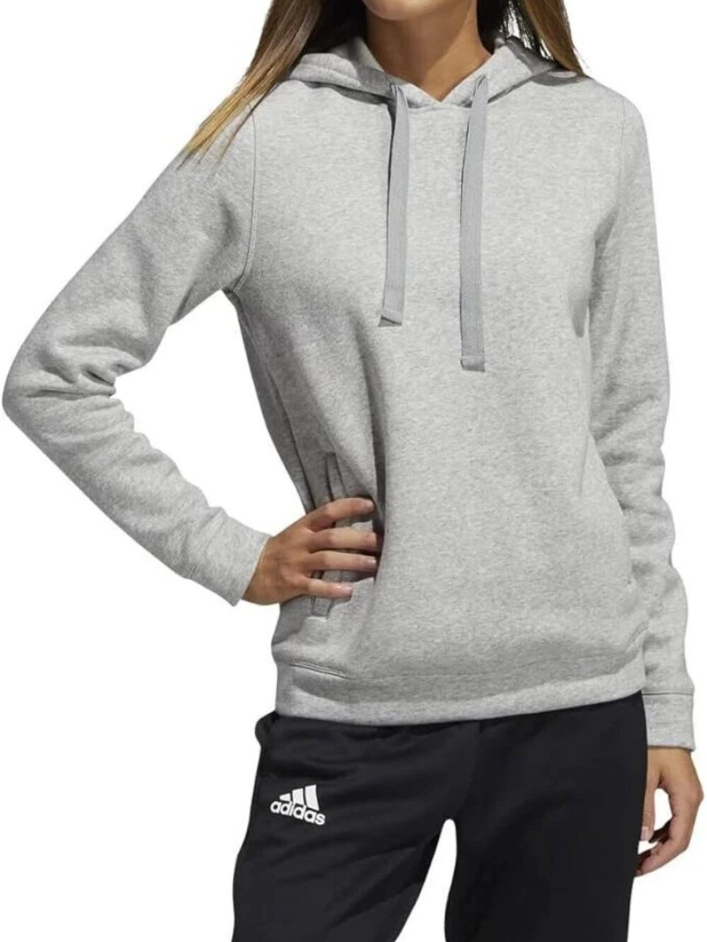 Adidas Women's Fleece Hoodie GP9870 Grey/White 2XL